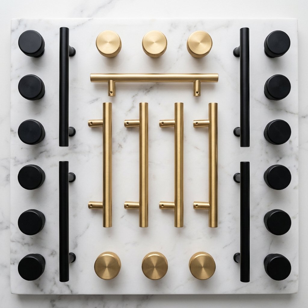 Hexagonal Knurled Brass Bar Pulls