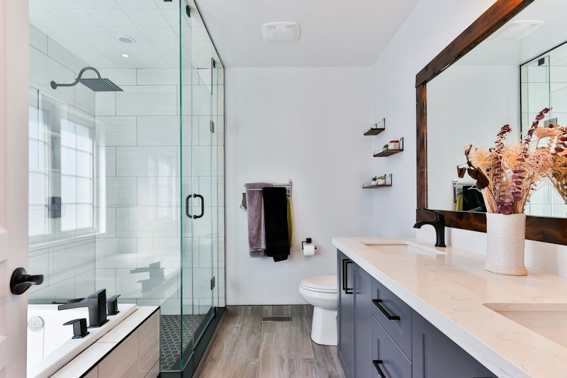 Modern Walnut Bathroom Double Vanity